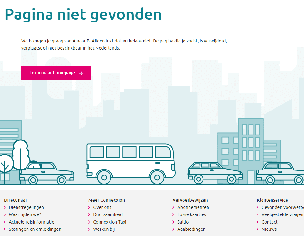 de 404-pagina van Connexxion