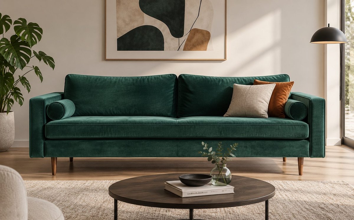 bankstel in een huiskamer