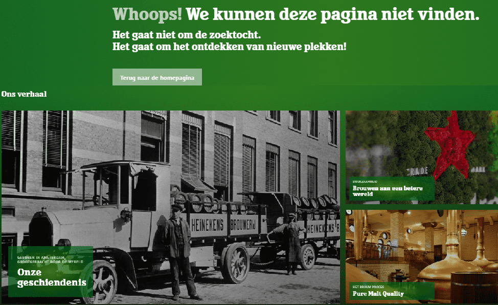 de 404-pagina van Heineken