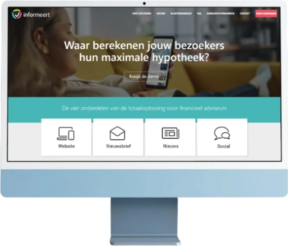 De website van Informeert, de marketingsoftware voor financieel dienstverleners