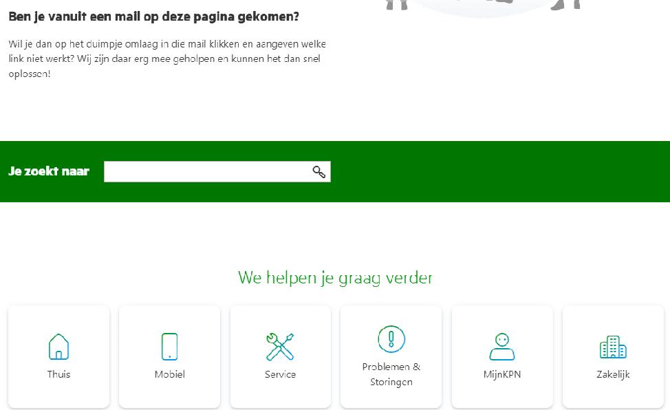 de 404-pagina van KPN
