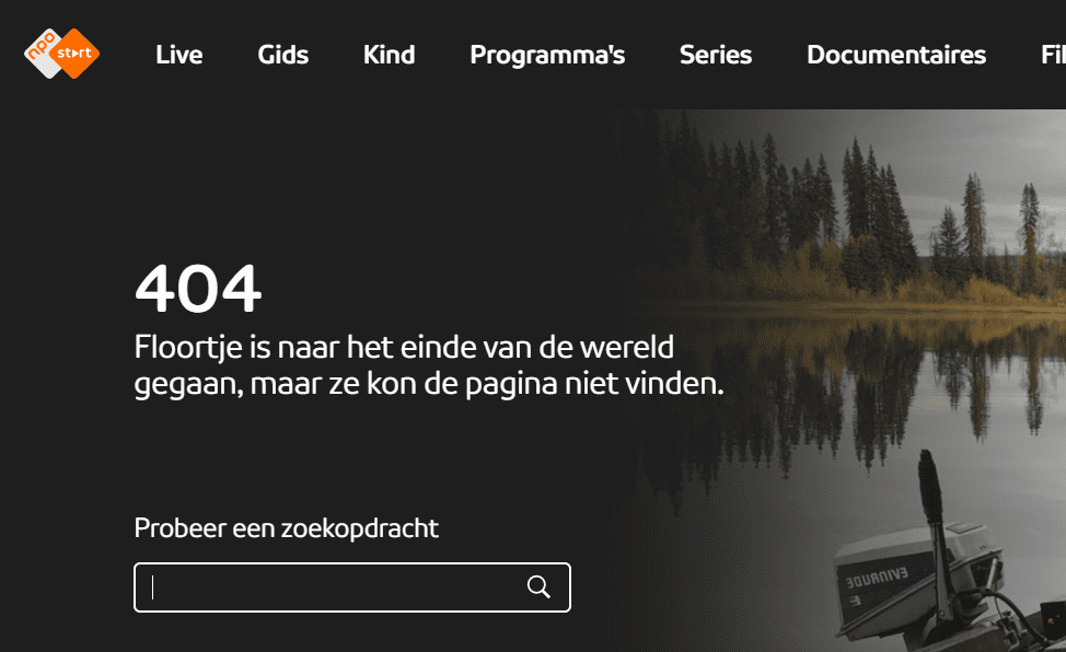de 404-pagina van de NPO