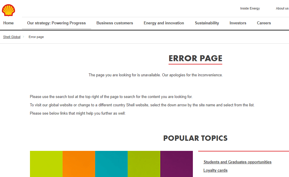 de 404-pagina van Shell