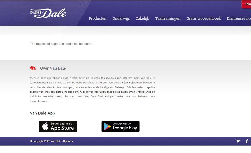 de 404-pagina van Van Dale