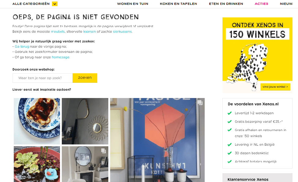 de 404-pagina van Xenos